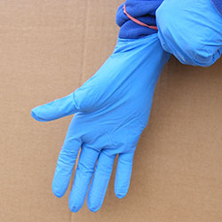 Blue latex-free gloves
