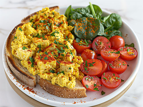 Photo: Colorful tofu scramble MyPlate.