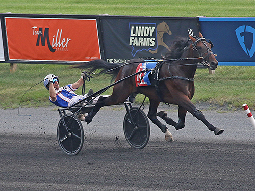 Photo: The 2023 winner of the Hambletonian, Tactical Approach driven by Scott Zeron, and trained by Nancy Takter.