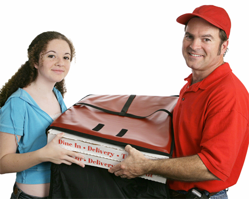 Photo: Delivery of a pizza.