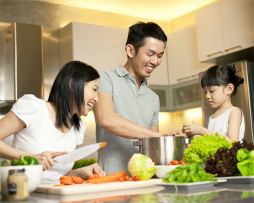 Photo: Falily preparing food.