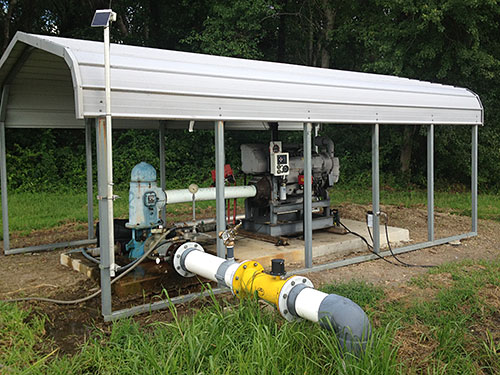 Pump at irrigation well on a blueberry farm.