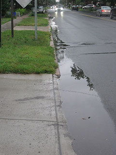 Photo: A street with stormwater runoff.